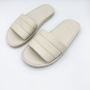 Vince Womens Olina Puffer Leather Slides Size 5 Ivory